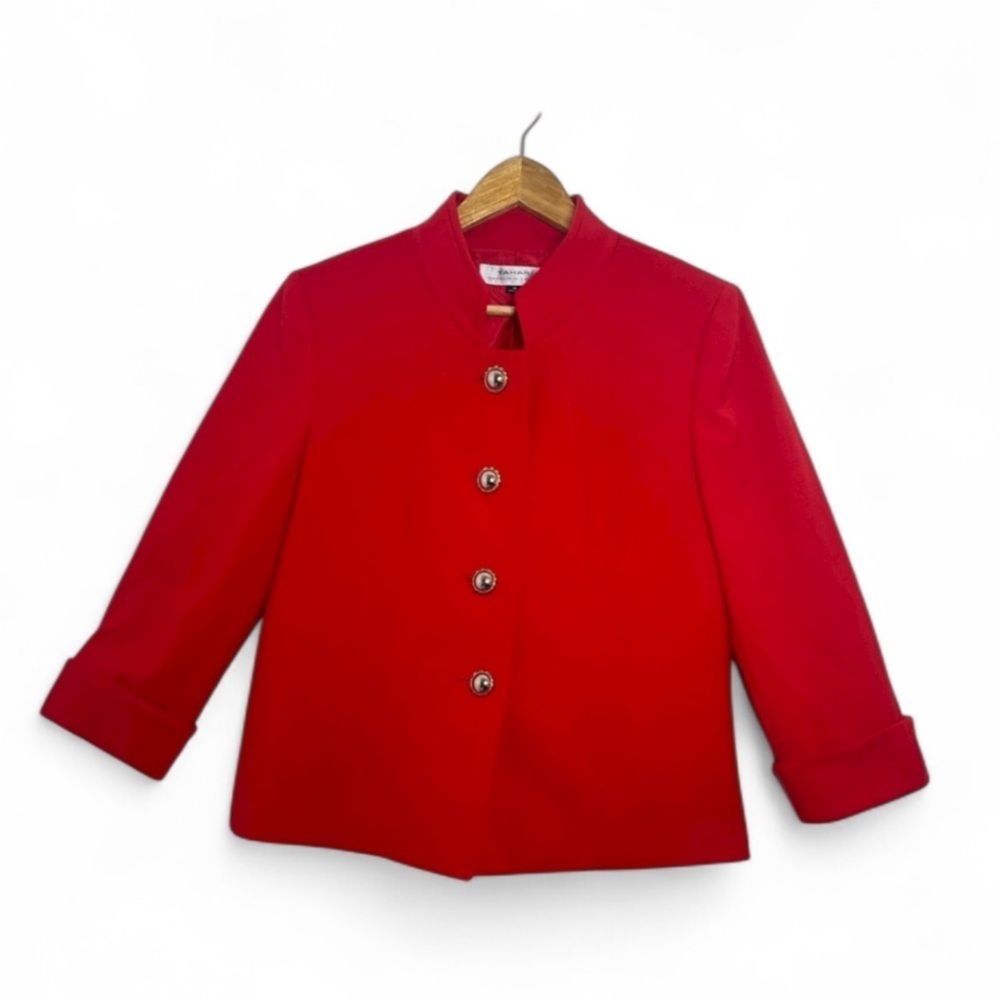 Tahiri Arthur S. Levine Elegant Red Women's Blazer with Gold Buttons - Picture 1 of 11